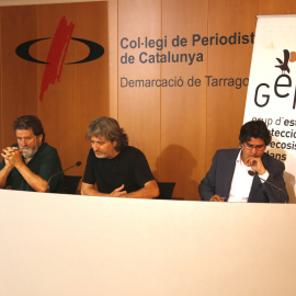 Roda de premsa de Joan Vázquez, president d'IPCENA; Xavier Jiménez, president del GEPEC, i Carles Perdiguero, advocat, per parlar de la causa oberta contra Griñó