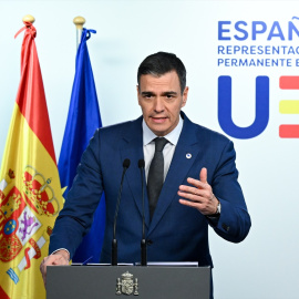 El presidente del Gobierno, Pedro Sánchez, en una intervención ante los medios en Bruselas el pasado 19 de diciembre.