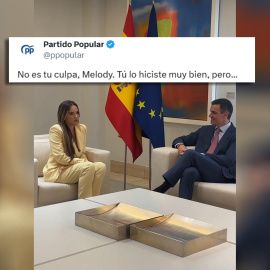 Publicación del PP para culpar a Pedro Sánchez de la derrota de Melody en Eurovisión.
