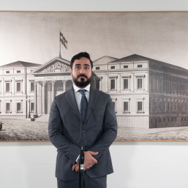 Imagen de archivo del eurodiputado electo Luis 'Alvise' Pérez Fernández, líder de la agrupación Se Acabó la Fiesta, en una rueda de prensa, a 1 de julio de 2024, en Madrid (España).