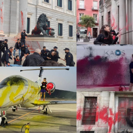 Diferentes acciones con pintura lavable realizadas por Futuro Vegetal entre 2022 y 2023.