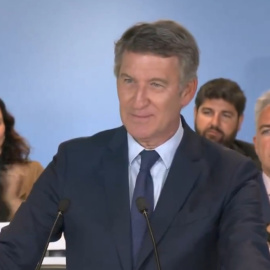 Alberto Núñez Feijóo durante su discurso de 'despedida' a Sánchez.