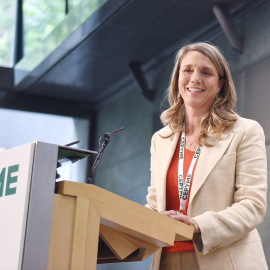 La nueva presidenta de CEPYME, Ángela de Miguel, interviene tras ser elegida durante la Asamblea General Electoral de CEPYME, a 20 de mayo de 2025.
