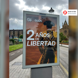 Cartel colocado por el PP de Gijón.