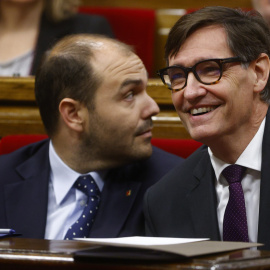 El president Salvador Illa i el conseller Albert Dalmau aquest dimecres al Parlament