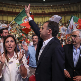 El presidente del Partido Social Democrata (PSD), Luis Montenegro, durante un mitin antes de las elecciones legislativas del 18M.