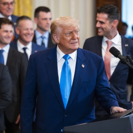 El presidente de EEUU, Donald Trump, durante un acto en la Casa Blanca, en Washington, D.C., a 21 de mayo de 2025.