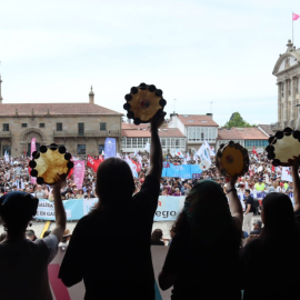 Manifestación en defensa del gallego el pasado 17 de mayo en la praza do Obradoiro de Santiago.