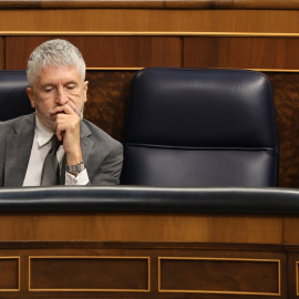 El ministro de Interior, Fernando Grande-Marlaska, interviene durante una sesión de control al Gobierno, a 28 de mayo de 2025, en Madrid.