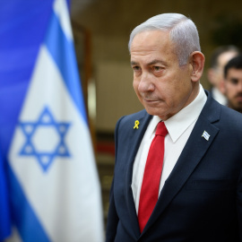 El primer ministro israelí, Benjamín Netanyahu, antes de su reunión en la residencia oficial del primer ministro, a 13 de mayo de 2025.
