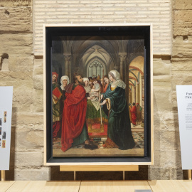 Tabla de presentación de Jesús en el templo, expuesta en el Real Monasterio de Santa María de Sijena, en una imagen reciente.