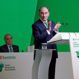 El presidente de Iberdrola, Ignacio Sánchez Galán, durante la junta de accionistas de la energética, en Bilbao.