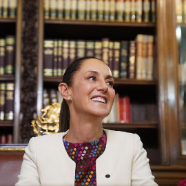 La mandataria mexicana, Claudia Sheinbaum durante un mensaje en Palacio Nacional de Ciudad de México.