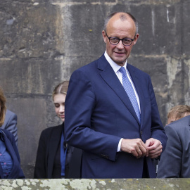 El canciller alemán, Friedrich Merz, tras la ceremonia del premio Carlomagno, Alemania, 29 de mayo de 2025.