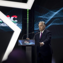 Viktor Orban pronuncia su discurso inaugural en la Conferencia de Acción Política Conservadora (CPAC) de Hungría en Budapest, Hungría, el 29 de mayo de 2025.