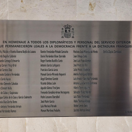 Placa inaugurada este lunes en memoria de los diplomáticos leales a la II República.
