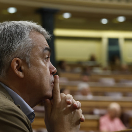 El diputado socialista Santos Cerdán, durante la sesión de control al Ejecutivo en el Congreso.