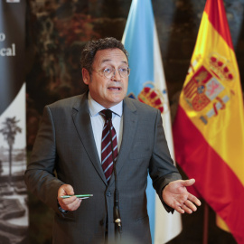 El fiscal general del Estado, Álvaro García Ortiz, durante la clausura este viernes de la Escuela de Verano del Ministerio Fiscal en el Pazo de Mariñán, situado en el concello coruñés de Bergondo.