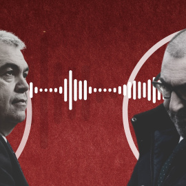 Koldo García (derecha) y Santos Cerdán, en una recreación