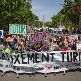 Manifestación en contra del turismo masivo en Barcelona el 15 de junio de 2025.