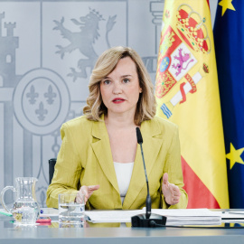 La ministra de Educación, FP y Deportes y portavoz del Gobierno, Pilar Alegría, durante una rueda de prensa tras el Consejo de Ministros, en el Palacio de la Moncloa, a 17 de junio