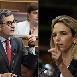 El ministro de la Presidencia, Félix Bolaños, y la diputada del PP Cayetana Álvarez de Toledo en el Congreso de los Diputados.