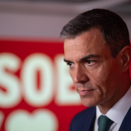 El secretario general del PSOE y presidente del Gobierno, Pedro Sánchez, durante una rueda de prensa, en la sede del PSOE de la calle Ferraz, a 16 de junio de 2025.