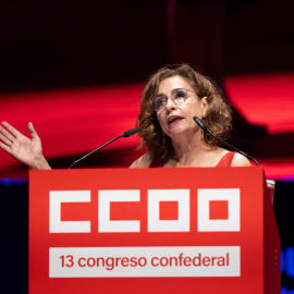 La vicepresidenta primera del Gobierno, María Jesús Montero, este jueves en el Congreso de CCOO