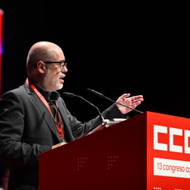 El secretario general de CCOO, Unai Sordo, este jueves en el congreso del sindicato.