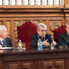 El presidente de la Conferencia Episcopal Española, Luis Argüello García, en un acto en la Universidad Pontificia de Salamanca.