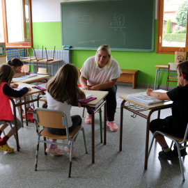 Una de les aules de l'escola de Borredà, al Berguedà