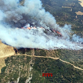 Imatge aèria de l'incendi d'Os de Balaguer, a la Noguera.