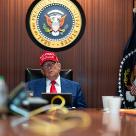 Una foto de distribución facilitada por la Casa Blanca muestra al presidente estadounidense, Donald Trump, en la ‘ Room’ de la Casa Blanca en Washington, este 21 de junio de 2025.