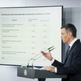 El presidente del Gobierno, Pedro Sánchez, comparece en el Palacio de la Moncloa, a 22 de abril de 2025, en Madrid (España)