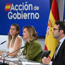 Los ministros Carlos Cuerpo, Pilar Alegría y Sara Aagesen durante la rueda de prensa posterior al Consejo de Ministros.