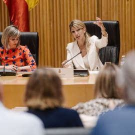 Yolanda Díaz y Verónica Martínez Barbero, en el Congreso. Imagen de archivo.