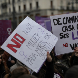 Una marcha feminista en la que participan jóvenes universitarias en Madrid.