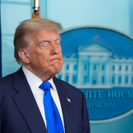 Donald Trump ofrece una rueda de prensa este viernes en la Casa Blanca.