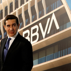 El presidente del BBVA, Carlos Torres Vila, en un encuentro con los medios, previo a la junta de accionistas del banco, en Bilbao.