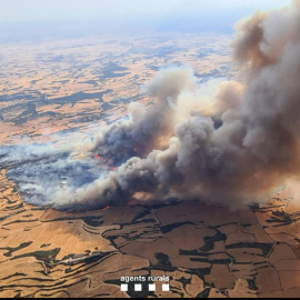 Imagen aérea del incendio de La Segarra, en Lleida.