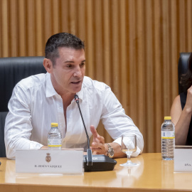 El presentador Jesús Vázquez durante la jornada Parlamentaria sobre el 20 aniversario del matrimonio igualitario, en el Congreso de los Diputados.