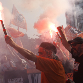 Protesta en Gijón tras el encarceamiento de 'las seis de la Suiza'.