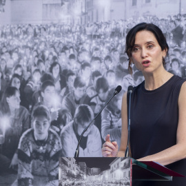 Ayuso durante el acto homenaje a Miguel Ángel Blanco, a 9 de julio de 2025, en Madrid