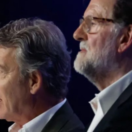 Alberto Núñez Feijóo (i) y Mariano Rajoy, en el Congreso del PP de 2025.- Javier Lizón, EFE