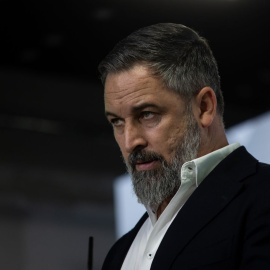 El presidente de Vox, Santiago Abascal, este lunes 14 de julio en Madrid.