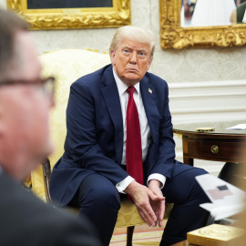 El presidente de EEUU, Donald Trump, durante su reunión con el Secretario General, Mark Rutte, en la Casa Blanca.