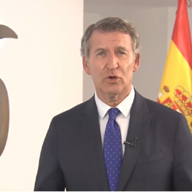 El líder del PP, Alberto Núñez Feijóo, en su declaración sobre Torre Pacheco.