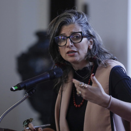 La relatora de la ONU para Palestina, Francesca Albanese, en Bogotá, a 15 de julio de 2025.