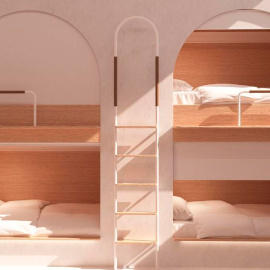 Imagen del nuevo albergue cápsula para turistas en Málaga.