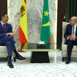 El presidente del Gobierno, Pedro Sánchez, este miércoles junto al  junto al presidente de la República Islámica de Mauritania, Mohamed Ould Ghazouani.